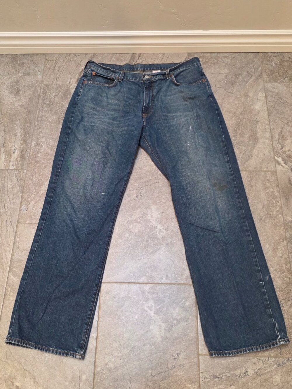Lucky Brand Dungarees Gene Montesano Mechanic Jeans Boot Cut Y2K Men 38X32 Blue